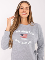 Szara melanżowa bluza z printem RUE PARIS 