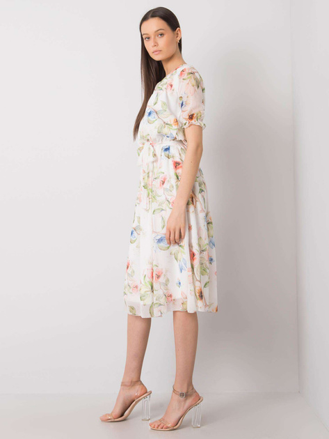 Biała sukienka w kwiaty Maelle