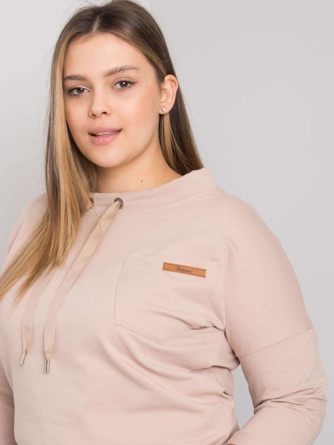 Jasnobeżowa bluza plus size bez kaptura Pasadena