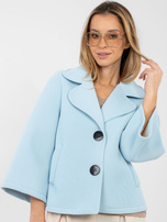 Jasnoniebieski piankowy płaszcz z kołnierzem