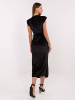 Black evening dress with rhinestones.