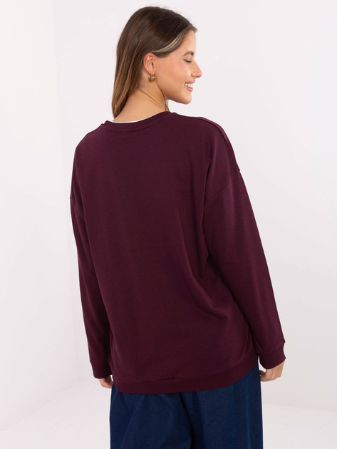 Burgundowa bluza oversize bez kaptura