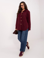 Burgundowa koszulowa kurtka z zapięciem na guziki RUE PARIS 