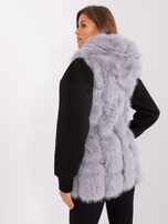 Hurt Szara rozpinana kamizelka z ekologicznego futra