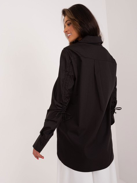 Hurt Czarna długa koszula oversize z kołnierzem