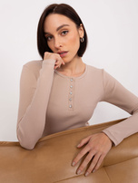 Hurt Beżowa bluzka z okrągłym dekoltem BASIC FEEL GOOD