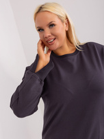 Hurt Grafitowa damska bluza plus size ze ściągaczami