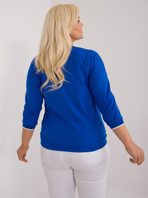 Hurt Kobaltowa damska bluzka plus size z dekoltem V