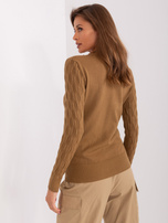 Hurt Jasnobrązowy sweter klasyczny z bawełną 