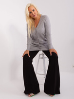 Hurt Szary rozpinany sweter plus size z wiskozą 