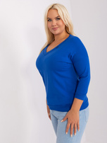 Hurt Kobaltowa bluzka plus size z dekoltem w serek