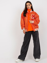 Hurtownia Pomarańczowa pikowana kurtka bomber z naszywką