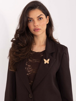 Czekoladowa marynarka z zapięciem na guzik RUE PARIS 
