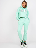 Minzfarbener Hoodie-Set mit hohem Bund Laraina.