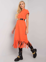 Pomarańczowa narzutka z frędzlami Forla