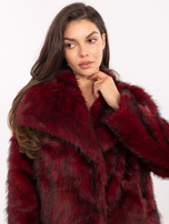 Bordowa futrzana kurtka z kieszeniami RUE PARIS 