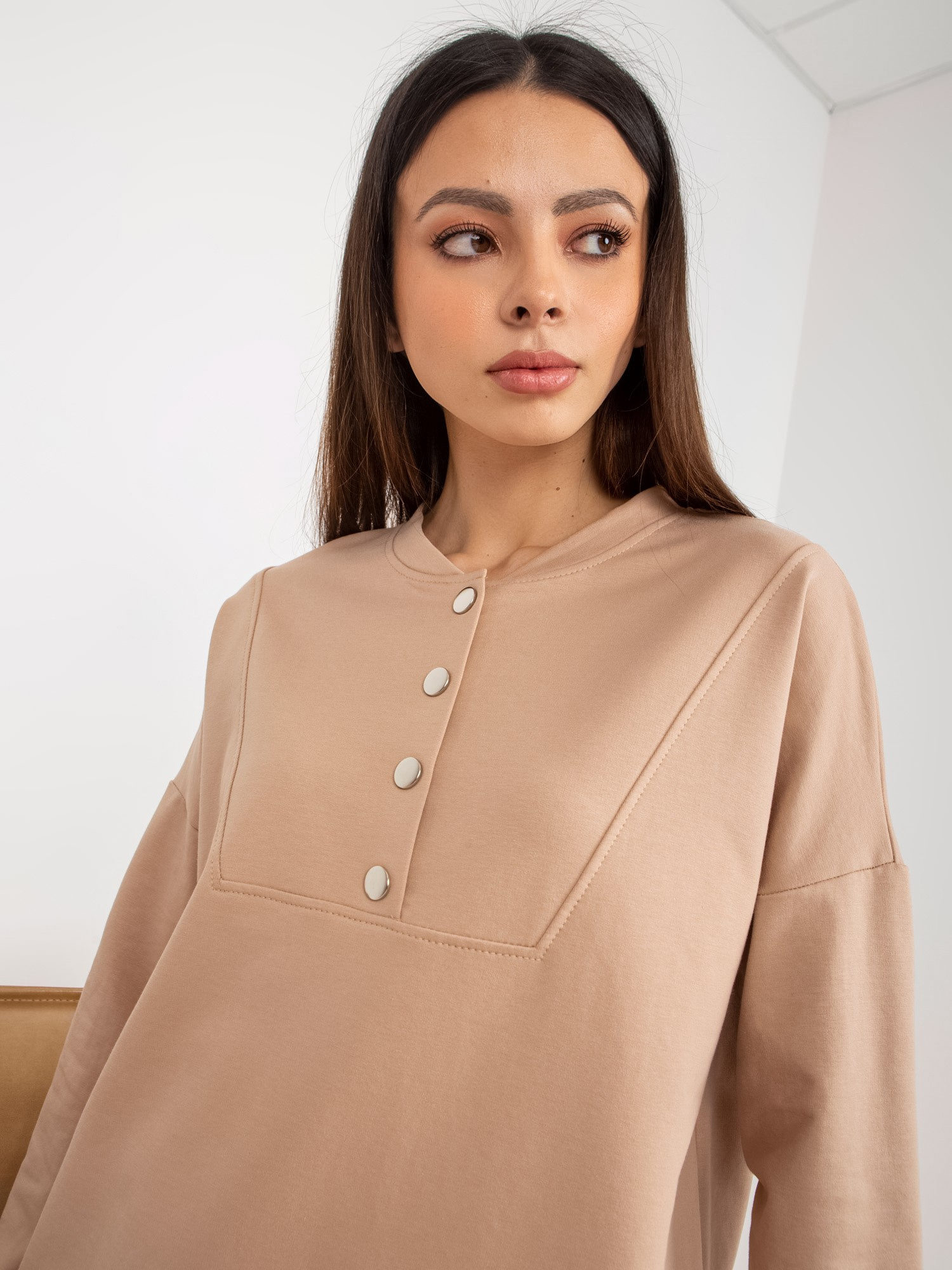 Wholesale Camel casual set with a sweatshirt.