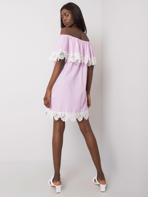 Jasnofioletowa sukienka hiszpanka z koronką Lee