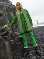 Green basic leggings with a strap under the foot