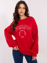 Hurt Czerwona bluza bez kaptura z napisem Boston