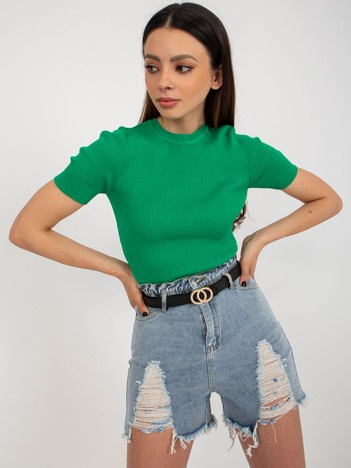 Hurt Niebieskie damskie szorty jeansowe z paskiem