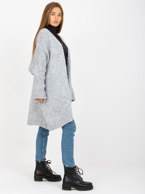 Hurt Szary luźny kardigan z napisami na plecach OCH BELLA