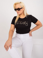 Hurt Czarny damski t-shirt plus size z okrągłym dekoltem