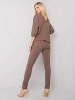 Brązowy komplet bawełniany z aplikacją Jane RUE PARIS