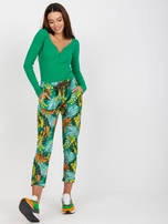 Zielone wzorzyste spodnie dresowe z kieszeniami 