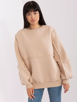 Hurtownia Beżowa bluza oversize bez kaptura