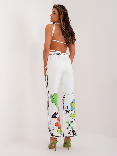 Hurtownia Ecru wzorzyste spodnie damskie