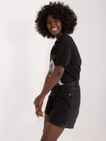 Hurtownia Czarny t-shirt z nadrukiem i napisami 