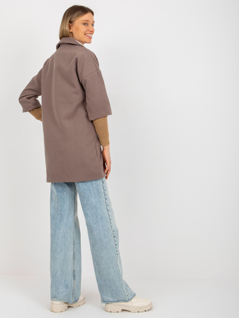 Hurt Brązowy płaszcz ze ściągaczami przy rękawach OCH BELLA