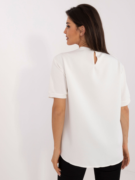 Hurtownia Ecru damska bluzka wizytowa z kwiatem