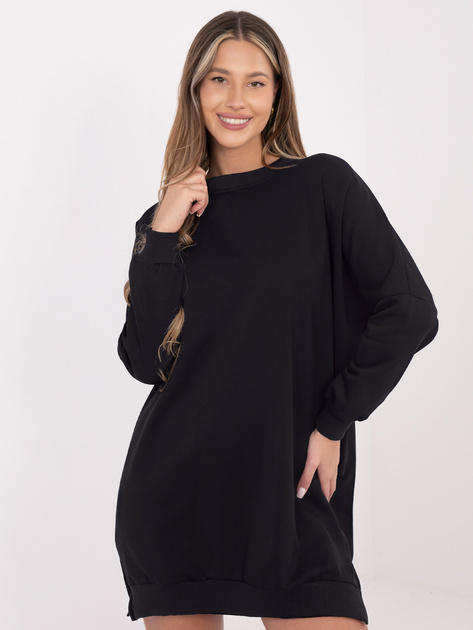 Granatowa dresowa sukienka basic ze ściągaczami