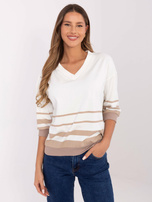 Hurtowna online Ecru luźna bluzka damska z bawełny