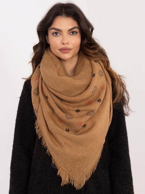 Hurtownia Camelowy damski szal z frędzlami