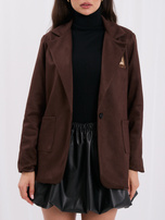 Hnědá dámská blazer v college stylu.