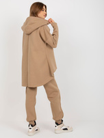 Hurt Ciemnobeżowy dresowy komplet basic z asymetryczną bluzą