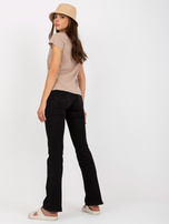 Hurtownia Beżowy damski t-shirt basic z okrągłym dekoltem 