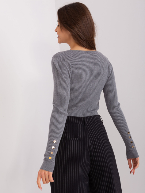 Hurtownia Ciemnoszary sweter klasyczny z wiskozą