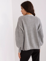 Hurtownia Szary dzianinowy komplet z wełną