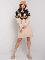 Beige lockeres Strickkleid Shereen RUE PARIS.