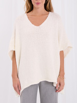 Ecru damski sweter oversize z rękawem 3/4