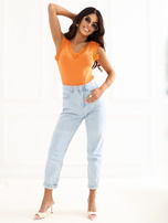 Pomarańczowy bawełniany top bez rękawów