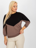 Hurt Czarno-brązowa bluzka plus size basic z rękawem 3/4