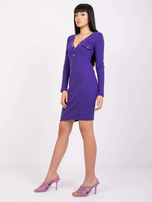 Ciemnofioletowa dopasowana sukienka prążkowana Sophie RUE PARIS