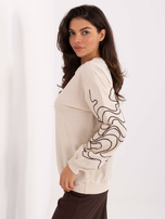 Jasnobeżowa damska bluza ze ściągaczem 