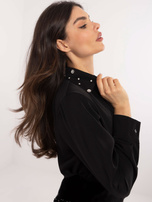 Hurt Czarna elegancka koszula z ozdobnym kołnierzykiem