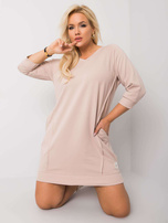 Hellekaffee Baumwollkleid in Übergröße Karissa.